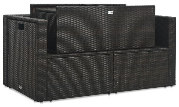 6-részes barna polyrattan kerti társalgószett párnákkal