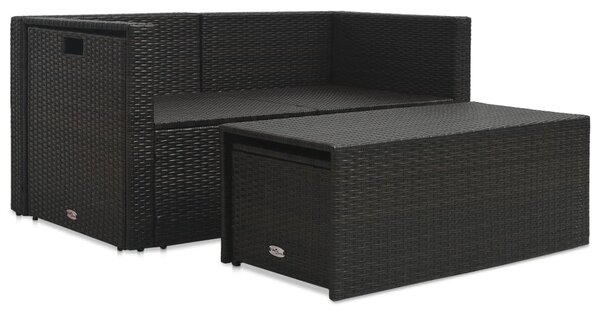 6-részes barna polyrattan kerti társalgószett párnákkal