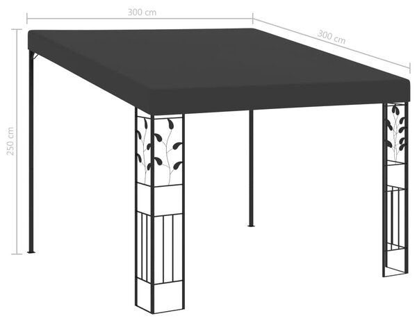 Antracitszürke falra szerelhető pavilon 3 x 3 x 2,5 m