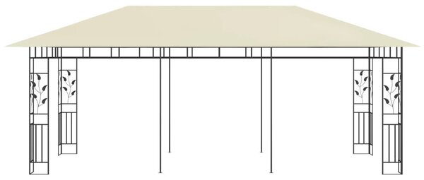 Krémszínű pavilon szúnyoghálóval 6 x 3 x 2,73 m