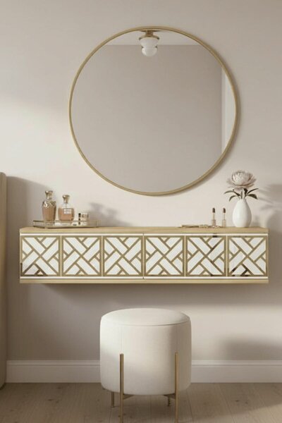 Hanah Home Dresser Sapphire Oak White Gold Arex 120 - Sapphire Oak, White, Gold