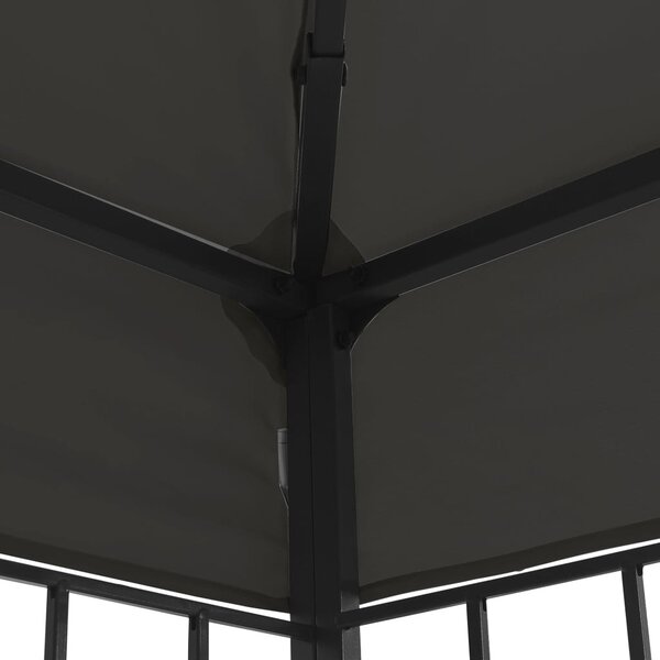 Antracitszürke pavilon LED fényfüzérrel 3 x 3 m