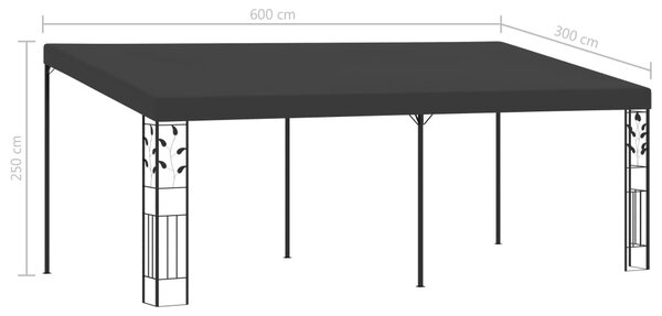 Antracitszürke falra szerelhető pavilon 6 x 3 x 2,5 m