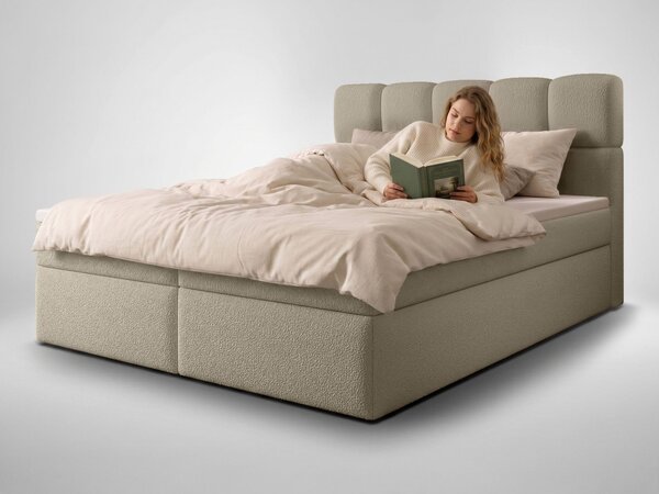 MASSIMO kárpitozott boxspring ágy 120x200 - bézs