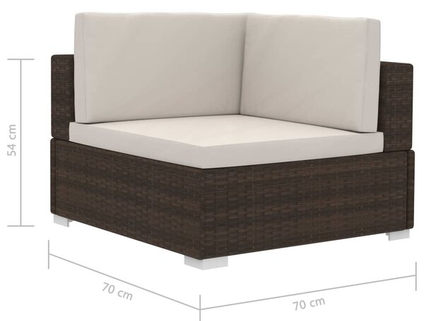 2 db barna moduláris polyrattan sarokfotel párnákkal