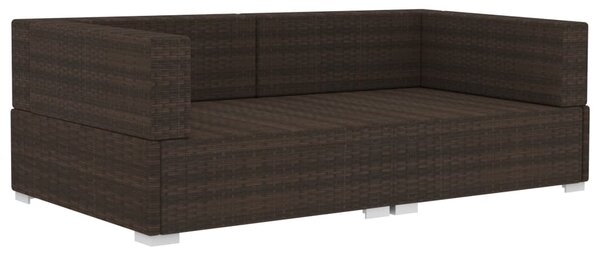 2 db barna moduláris polyrattan sarokfotel párnákkal