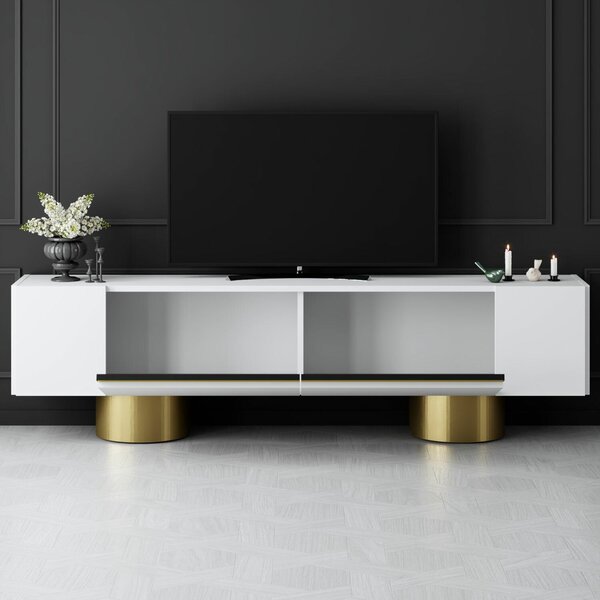 Hanah Home Bohem TV állvány, fehér, arany