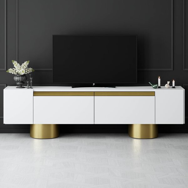 Hanah Home Bohem TV állvány, fehér, arany