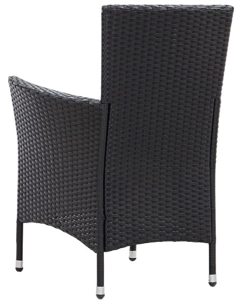 7-részes fekete polyrattan kültéri étkezőgarnitúra párnákkal