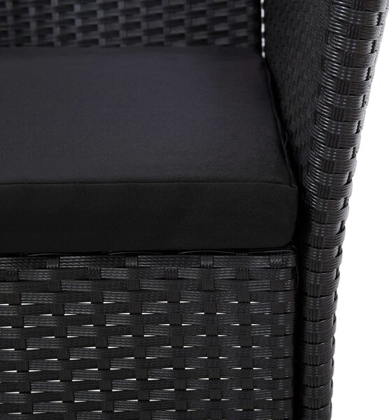 7-részes fekete polyrattan kültéri étkezőgarnitúra párnákkal