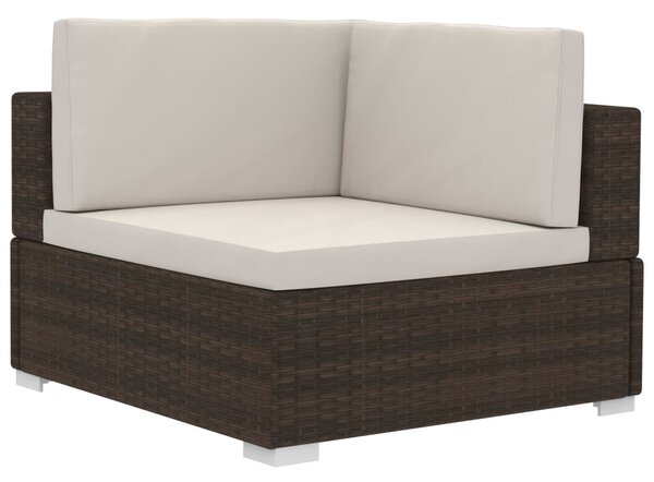 3 részes barna polyrattan kerti kanapészett párnákkal