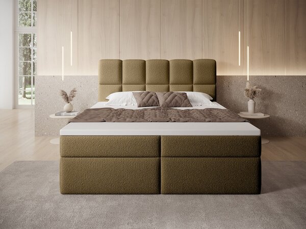 MASSIMO kárpitozott boxspring ágy 120x200 - barna
