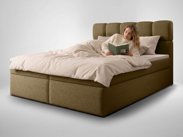 MASSIMO kárpitozott boxspring ágy 120x200 - barna