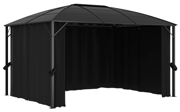 Antracitszürke pavilon függönyökkel 400 x 300 x 265 cm