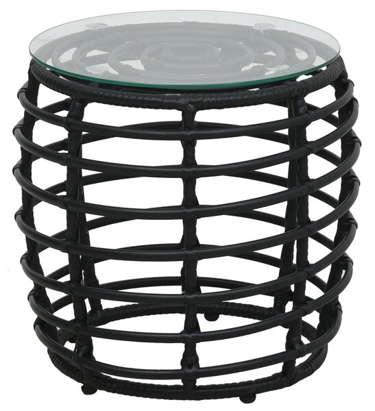 3-darabos fekete polyrattan bisztrószett
