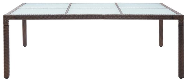 Barna polyrattan kültéri étkezőasztal 200 x 150 x 74 cm