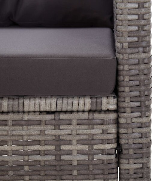 Kétszemélyes szürke polyrattan kerti kanapé párnákkal 124 cm