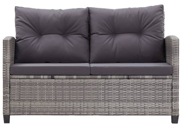 Kétszemélyes szürke polyrattan kerti kanapé párnákkal 124 cm