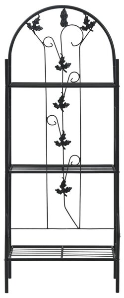 VidaXL háromszintes fekete vas virágtartó állvány 52 x 28 x 128 cm
