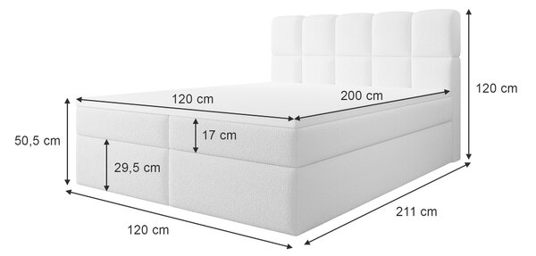 MASSIMO kárpitozott boxspring ágy 120x200 - barna