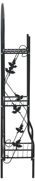 VidaXL háromszintes fekete vas virágtartó állvány 52 x 28 x 128 cm