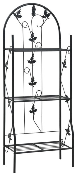 VidaXL háromszintes fekete vas virágtartó állvány 52 x 28 x 128 cm