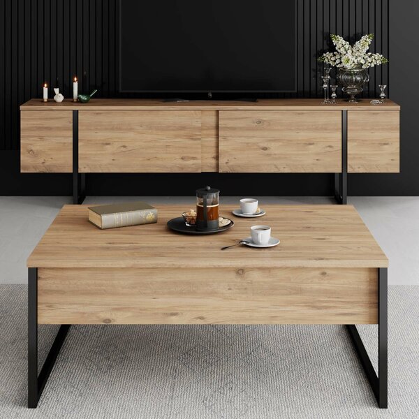 Hanah Home TV állvány Atlantic Pine Black Luxe - Atlantic Pine, Black