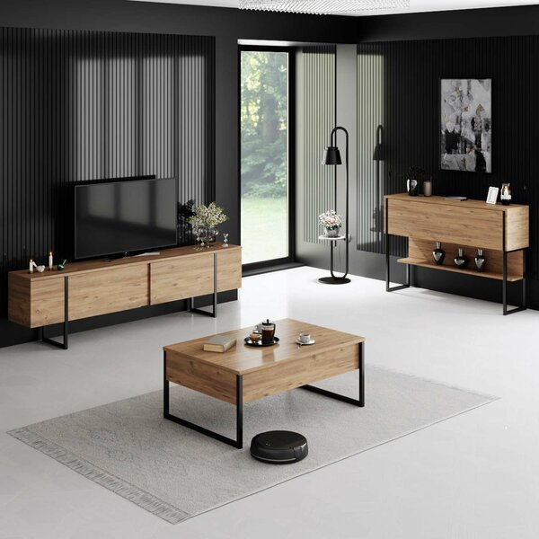 Hanah Home TV állvány Atlantic Pine Black Luxe - Atlantic Pine, Black