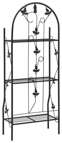 VidaXL háromszintes fekete vas virágtartó állvány 52 x 28 x 128 cm