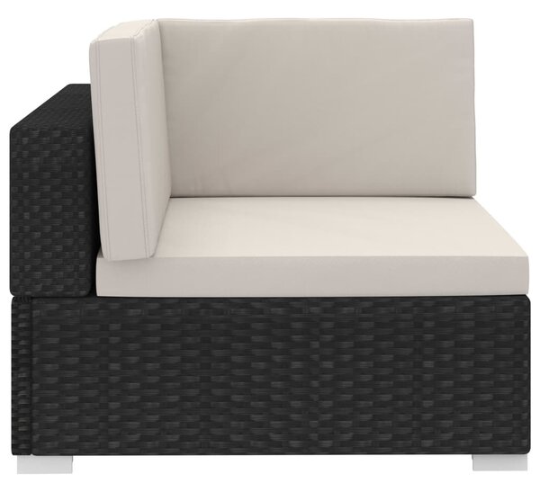 4-részes fekete polyrattan kerti kanapészett párnákkal
