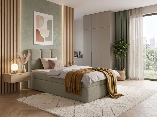 MASSIMO kárpitozott boxspring ágy 90x200 - bézs