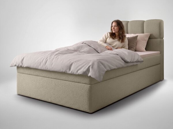 MASSIMO kárpitozott boxspring ágy 90x200 - bézs