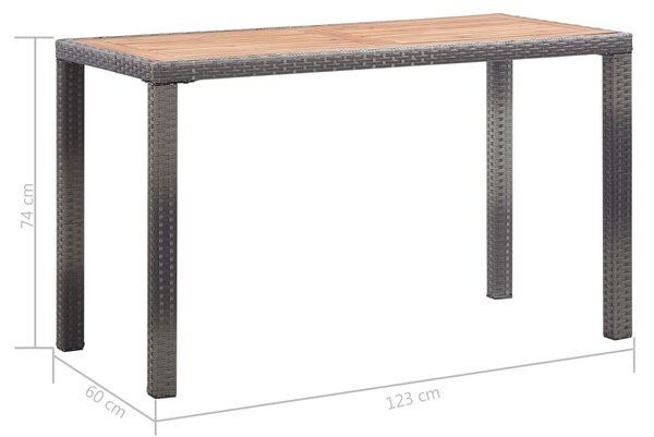 Antracitszürke és barna akácfa kerti asztal 123 x 60 x 74 cm
