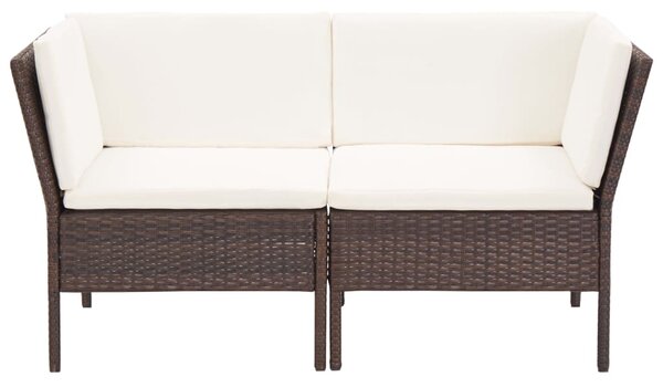 6-részes barna polyrattan kerti bútorszett párnákkal