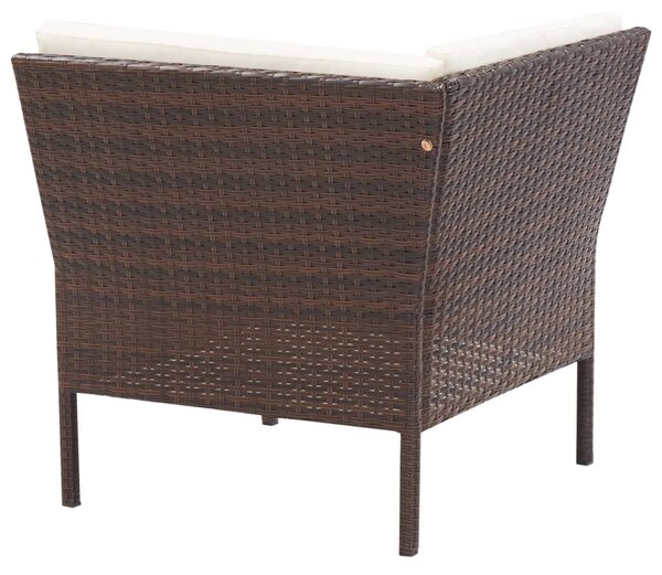 VidaXL 3-részes barna polyrattan kerti ülőgarnitúra párnákkal
