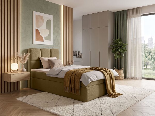 MASSIMO kárpitozott boxspring ágy 90x200 - barna