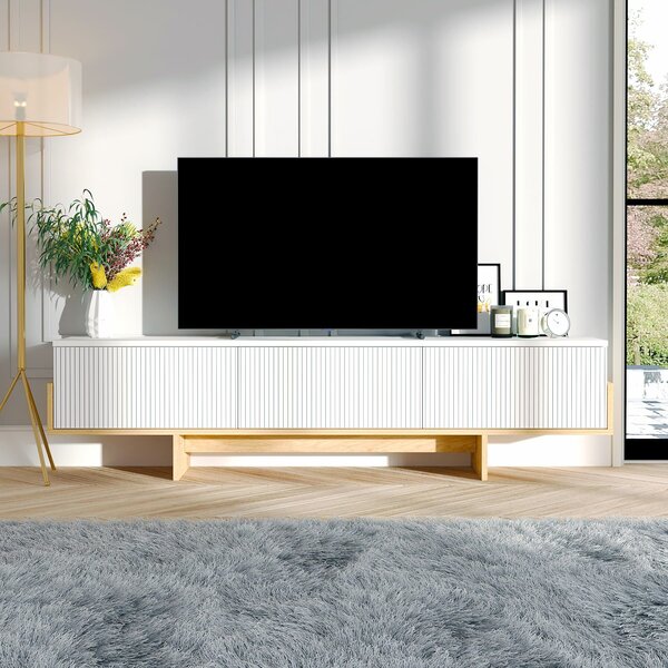Hanah Home TV állvány Fehér Zafír Tölgy Hege - Fehér, Zafír Tölgy