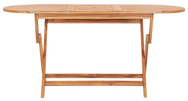 Összecsukható kerti tömör tíkfa asztal 160 x 80 x 75 cm
