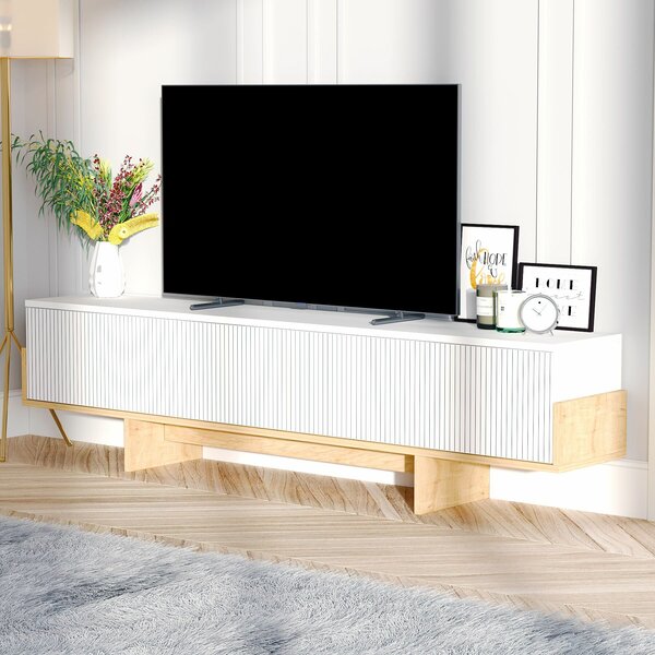 Hanah Home TV állvány Fehér Zafír Tölgy Hege - Fehér, Zafír Tölgy