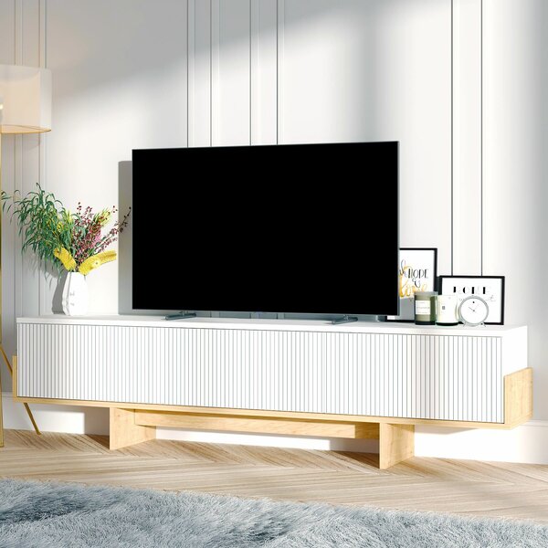 Hanah Home TV állvány Fehér Zafír Tölgy Hege - Fehér, Zafír Tölgy