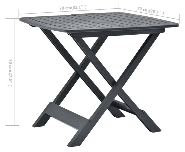 Antracitszürke műanyag összecsukható kerti asztal 79x72x70 cm