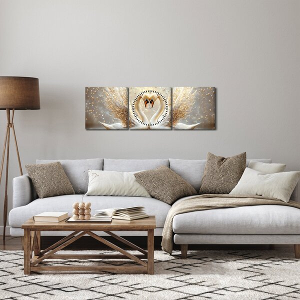Kép - Arany hattyúk (órával) (90x30 cm)