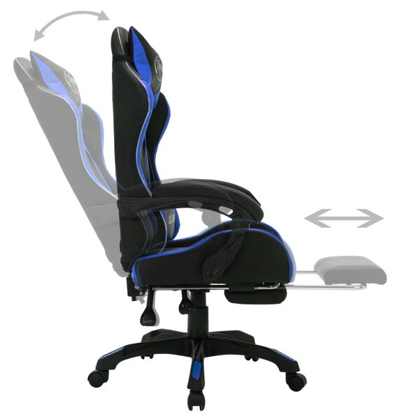 Kék és fekete műbőr versenyszék RGB LED-világítással