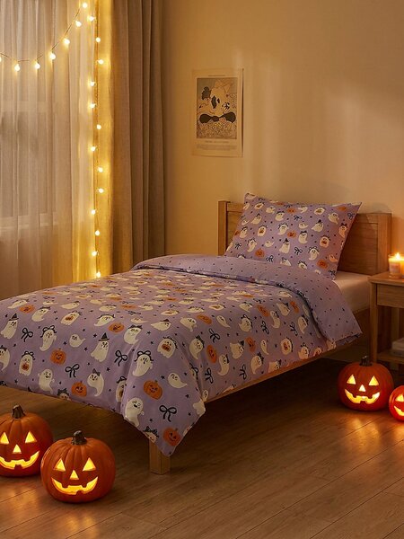 Sinsay - Halloween mintás ágynemű szett - ibolyaszínű