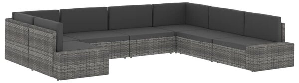 Fekete polyrattan sarokkanapé-elem jobb oldali karfával