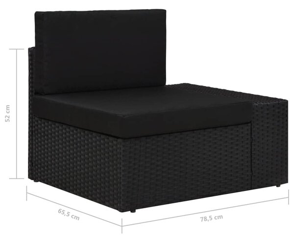 Fekete polyrattan sarokkanapé-elem bal oldali karfával