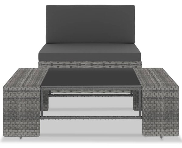 2 részes szürke polyrattan kerti ülőgarnitúra