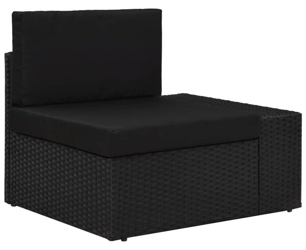 Fekete polyrattan sarokkanapé-elem bal oldali karfával