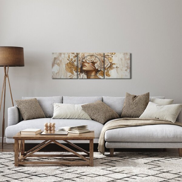 Kép - Lány rózsákkal (órával) (90x30 cm)