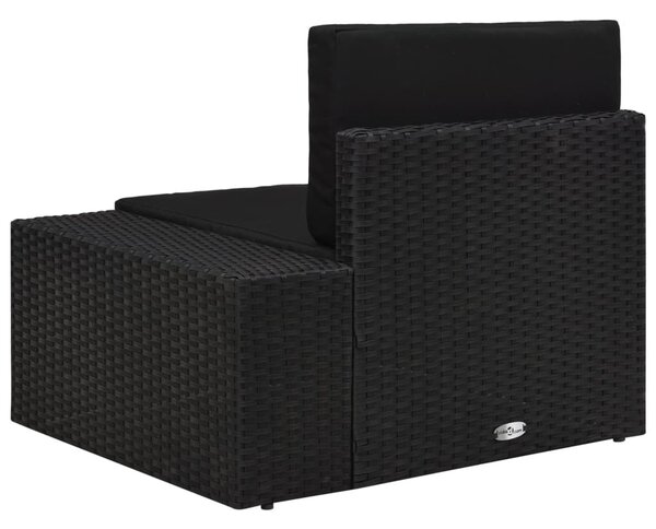 Fekete polyrattan sarokkanapé-elem bal oldali karfával